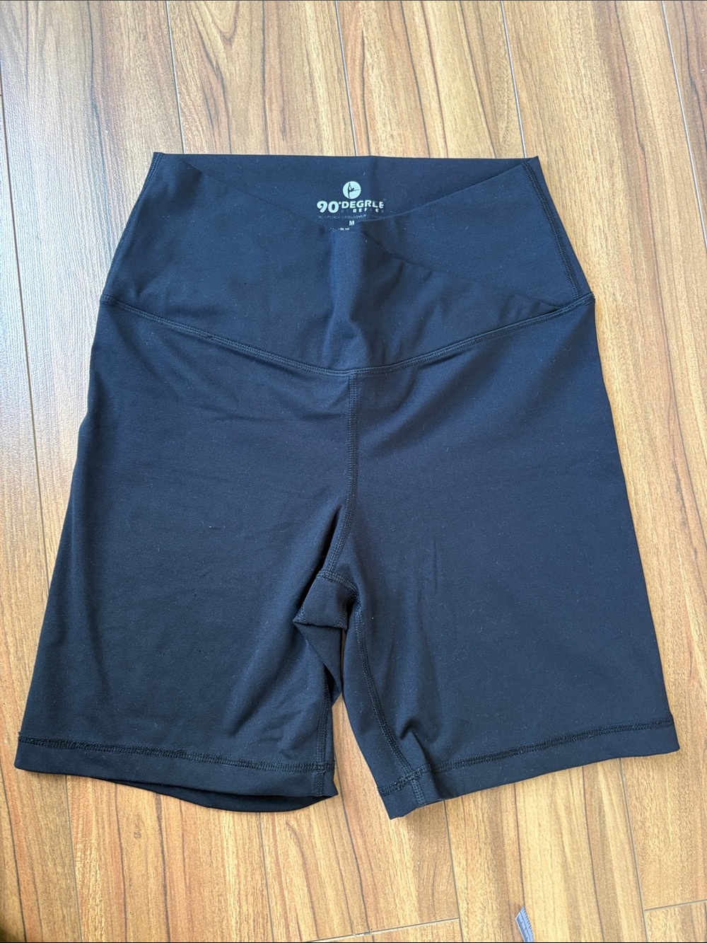 90 Degree By Reflex Black High-Waist Bike Shorts